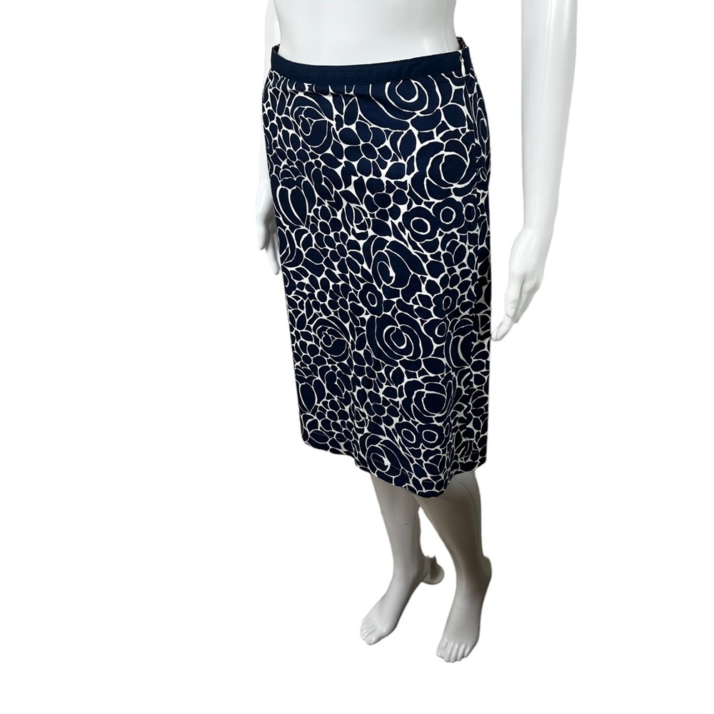 Boden Kate Floral A-Line Ponte Skirt Size 2 Navy Blue & White Side Zipper EUC - Picture 7 of 11